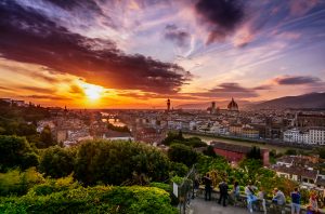A Sunset over Florence - beautiful sunset landscape over Florence, Italy 2016